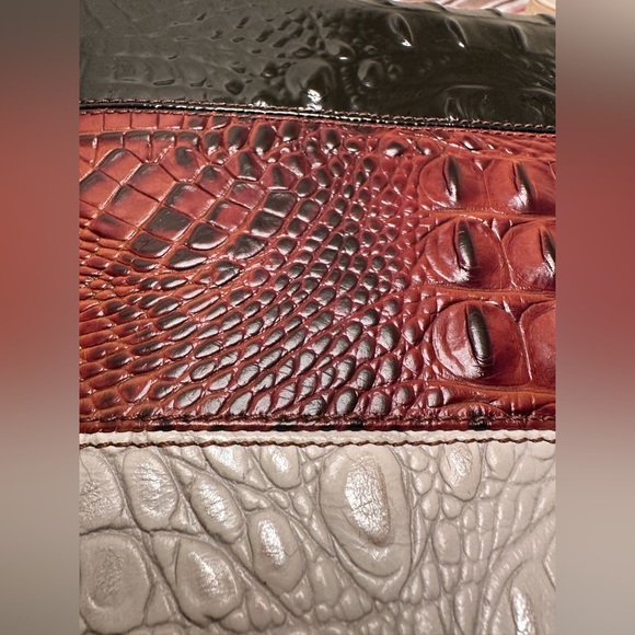 Brahmin White, Brown, and Black Crocodile-Embossed Satchel - Picture 12 of 12